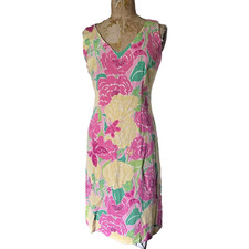 Lilly Pulitzer Vintage Silk Dress Sz 2 Fits 6/8 Butterfly Lena White Label Pink