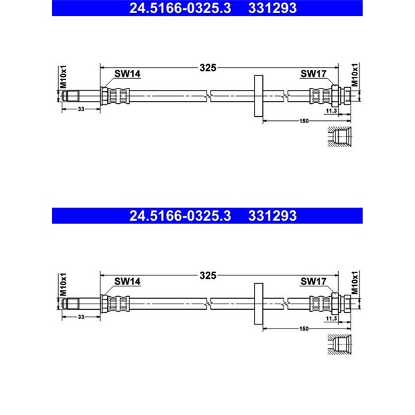 2X ATE BremsschlÄUche Vorne Passend FÜR Skoda Favorit Felicia VW Caddy-image