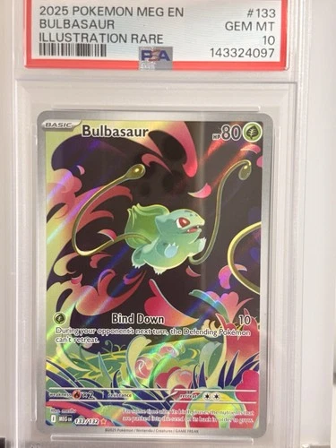 2025 POKEMON MEGA EVOLUTION #133/132 BULBASAUR ILLUSTRATION RARE PSA 10