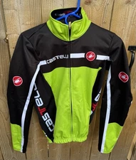 Castelli Velocissimo Equipe Jacket Zip Fleece Lined Lime Black Mens S VGC