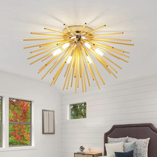 Modern 6-Light Gold Sputnik Flush Mount Ceiling Light for Bedroom Hallway