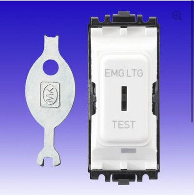 x13 - MK 20A zweipoliger 1-fach Gitter Schlüsselschalter Notbeleuchtung K4917ELWHI