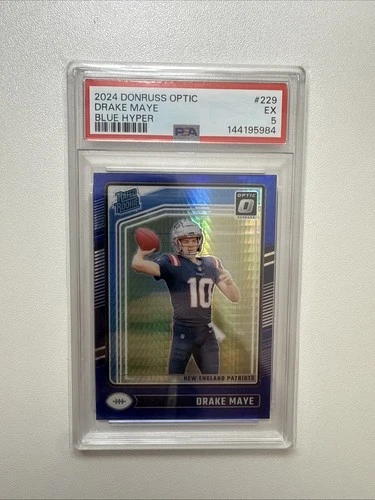 2024 Panini Donruss Optic - Rated Rookie Drake Maye #229 Blue Hyper Prizm (RC)