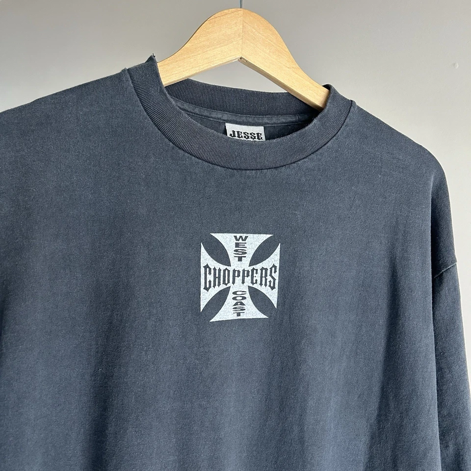 Camiseta vintage BOOT West Coast Choppers blanca Jesse Who XL manga larga negra Foto 4 de 4