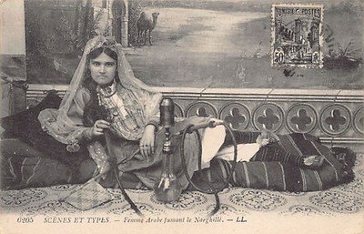 Tunisia - Arab woman smoking hookah - Hookah - Ed. Lévy L.L. 6205