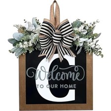 Last Name Porch Decor: Welcome Sign  26 Letter Wreaths, All-Season Monogram C