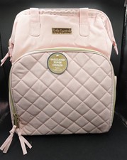 Baby Essentials 2-Piece Pink Diaper Backpack Set Insulated 10 Pockets Quilted De