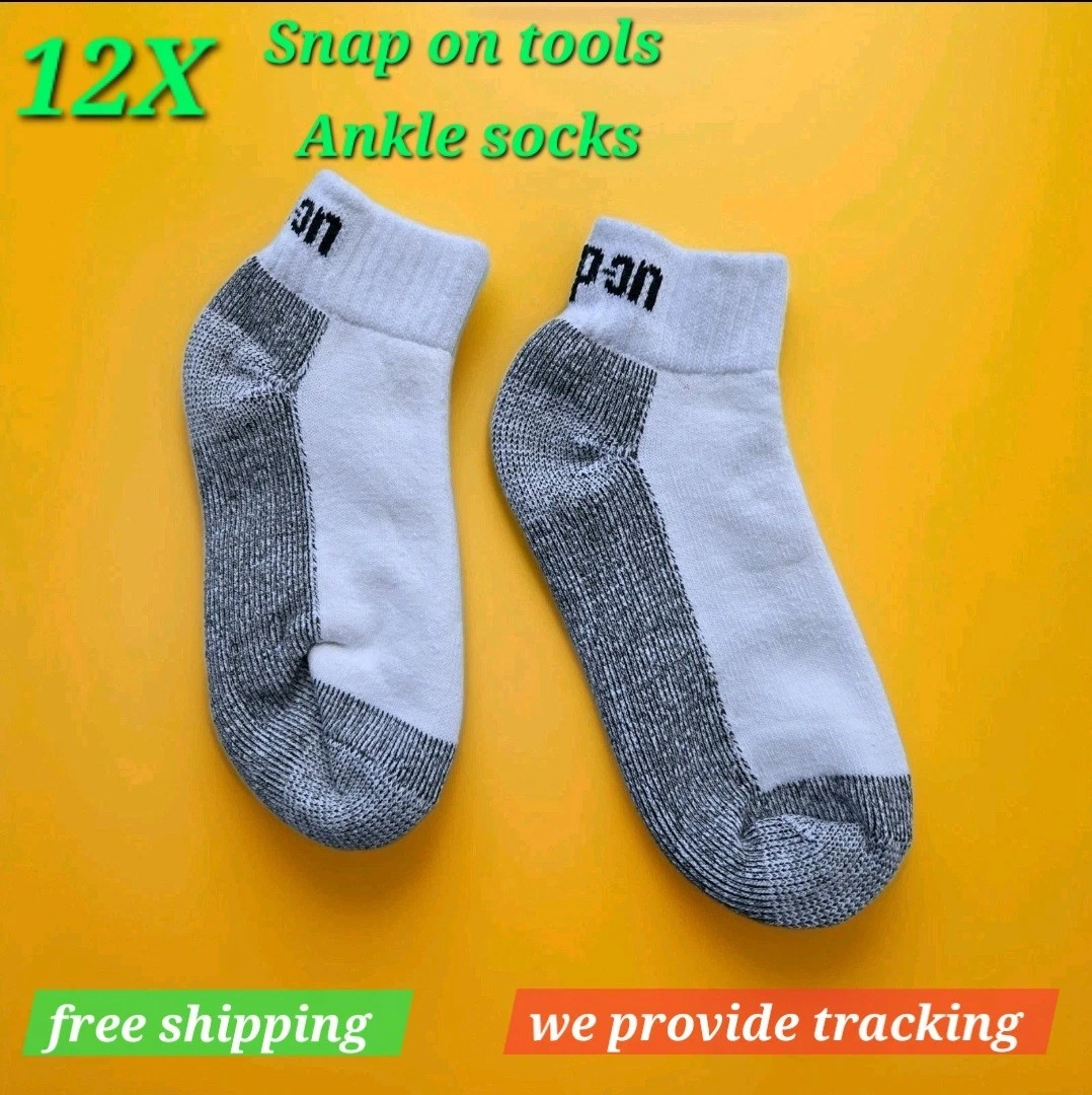 12Pk Mens White Snap On Tools Ankle Socks Large most Comfortable Work Socks NEW!