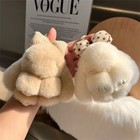 Adorable Fur Bunny Fluffy Rabbit Plush Toy Keyring Bag Charm Pendant Keychain