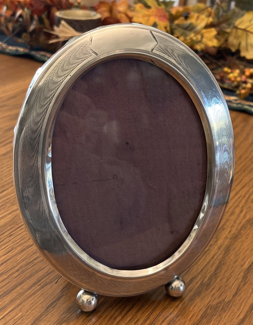 Antique Sterling Silver Oval Picture Frame Clarence A  Vanderbilt 7”x 5.5”