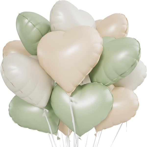 Folienballons Herz 24 StüCk Beige GrüN Helium Luftballons FüR Hochzeit-image