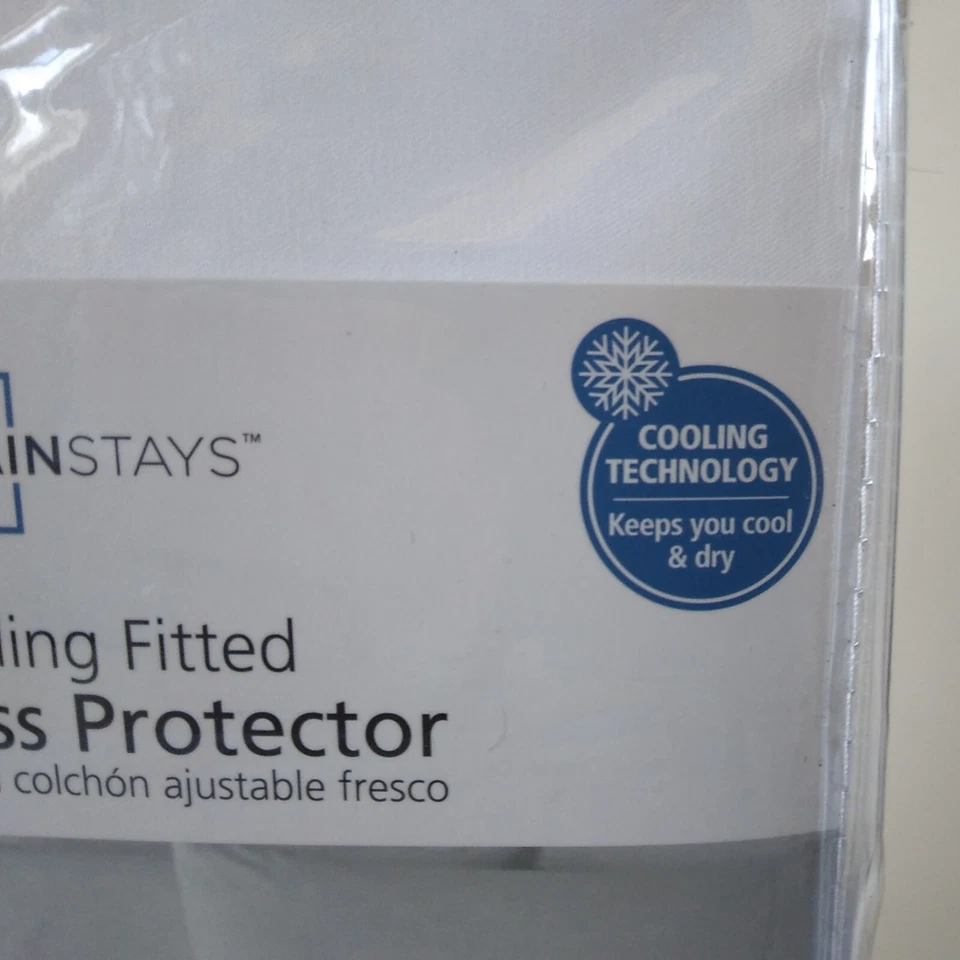Protector de colchón Mainstays Cooling Fitted sábana impermeable tamaño completo blanco Foto 4 de 4
