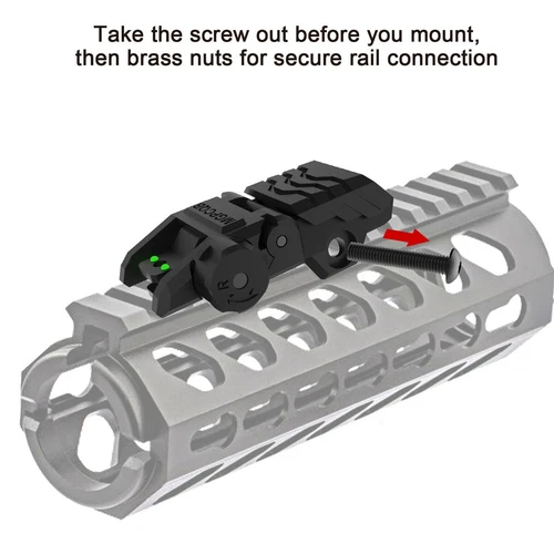 Foldable Iron Sights Flip-up Front and Rear Sight Fiber Optics Dual Aiming New - Picture 4 of 14
