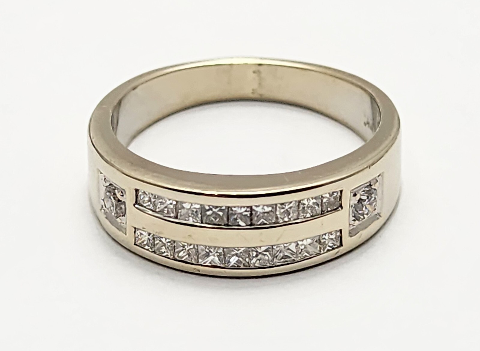 14K Solid White Gold Designer Princess Cut Diamon… - image 5