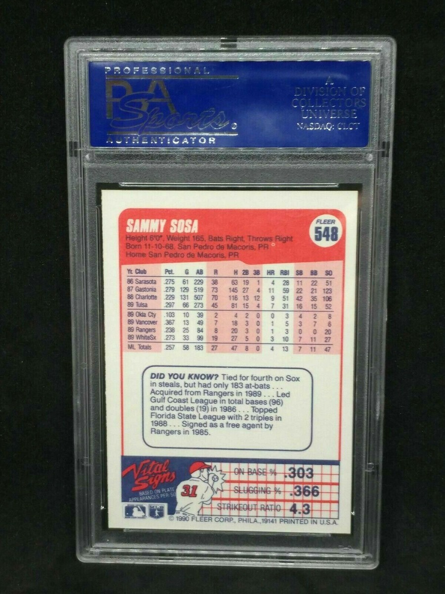 シャワーズv sa sr 1990 Fleer Baseball Sammy Sosa Rookie Card # 548 PSA 9 Mint
