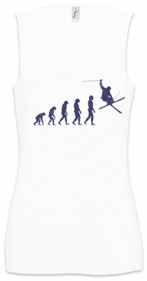 Skier Evolution Women Tank Top Fun Human Coach Downhill Snowboarder Darwin