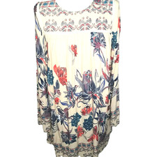 Loveriche Tunic Shift Dress Medium Bell Sleeves Boho Floral