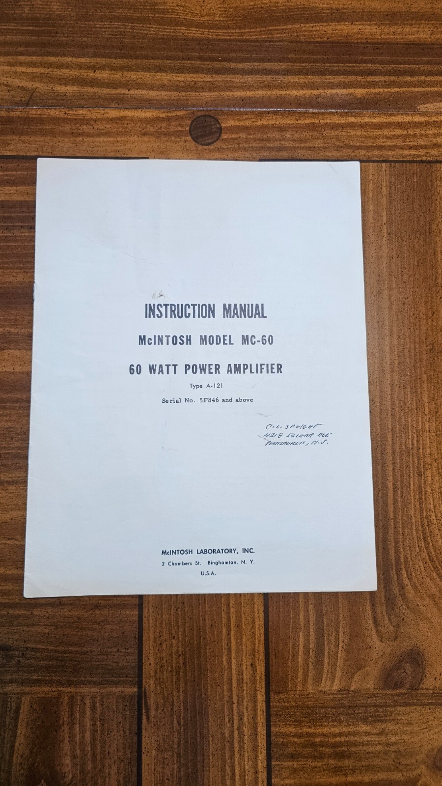 McIntosh MC-60 Owner's Instruction Manual