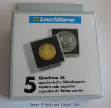 Pack / 5 Cápsulas Cuadradas para Monedas Faro Cuadrado XL 55mm Medallón Broches de Presión Porta