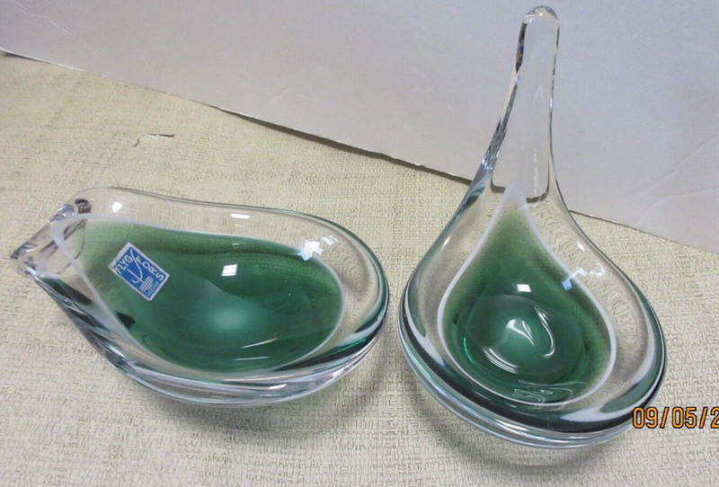 Two Miniature  Flygsfors Dishes 1 with Label, Perfect, Really Cute and Appealing