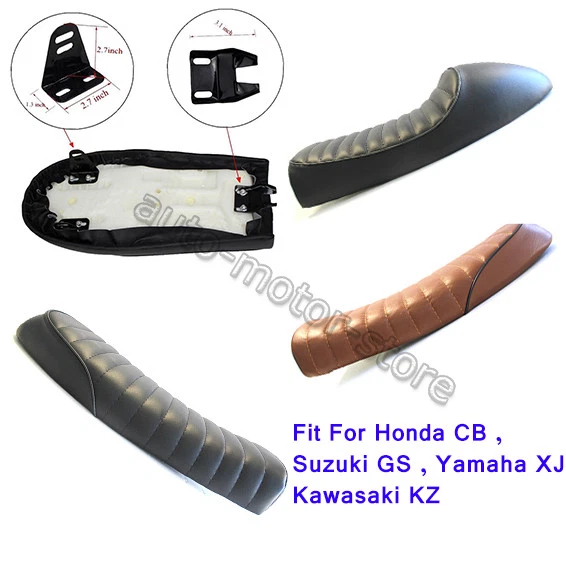 Sillín plano/joroba universal para motocicleta Café Racer reacondicionamiento cojín de asiento suave vintage Foto 4 de 4