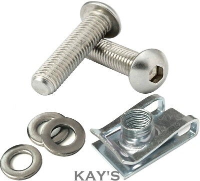 Schornstein Lug Nuts + A2 Edelstahl Knopfkopfschrauben & Unterlegscheiben M4 M5 M6 M8