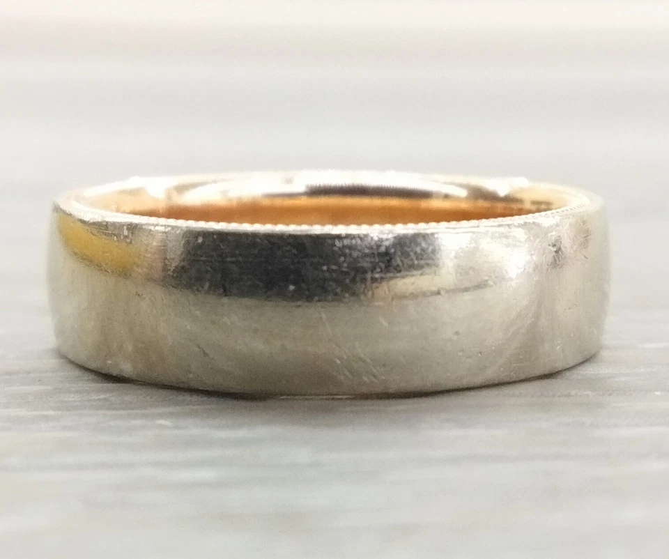 Alianza de boda Verragio de oro rosa y blanco de 14 k de ancho de 6 mm talla 9,5 circonita Foto 2 de 4