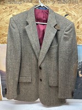 Alan Flusser Blazer Jacket Men Medium Brown Elbow Patch Wool Acrylic Wood Button