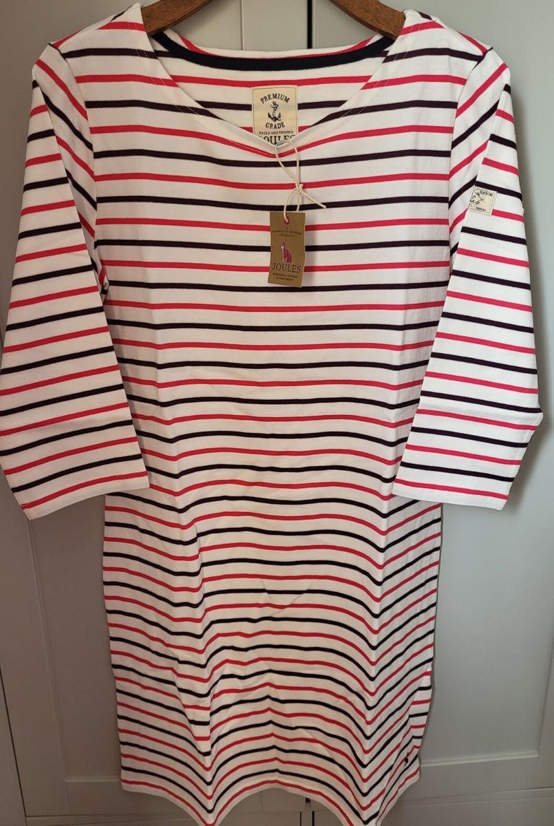 Joules Womens Harbour Jersey Dress Multi Stripe size 16 BNIP