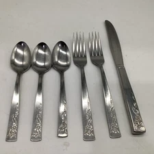 6 Oneida LTD Stanhome Cobblestone Stainless Flatware Spoon Knife Fork Silverware