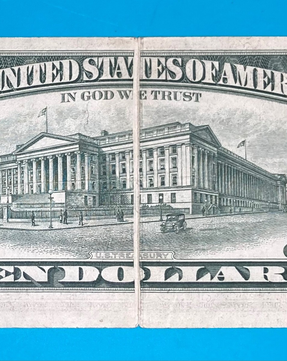 $10 Dollar Bill 1977 GUTTER FOLD FACE ERROR FRN (Chicago / G