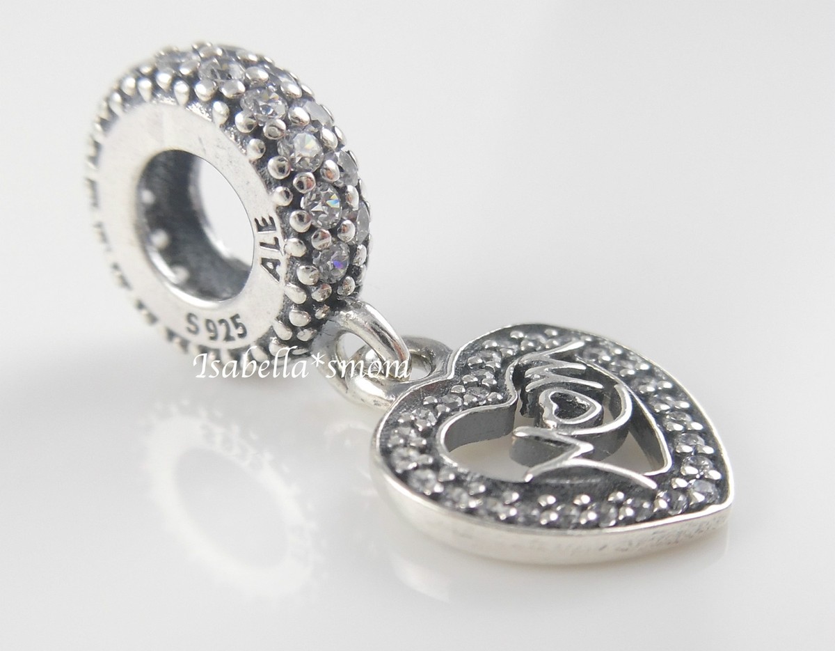 MUM~MOM Authentic PANDORA Mother's Day HEART Dangle Charm 791521CZ