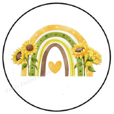 SUNFLOWER RAINBOW ENVELOPE SEALS LABELS STICKERS PARTY FAVORS