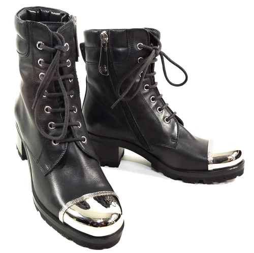 BALDININI 🇮🇹 WOMEN'S BLACK SOFT LEATHER WINTER FASHION ANKLE BOOTIE 36 EU - product listing photo