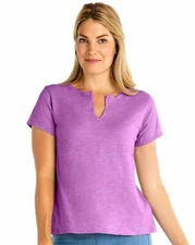 NWT New Fresh Produce Slub Split Neck Tee Top Cosmos Purple Medium M