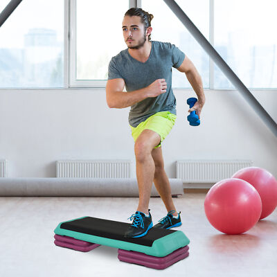 Kunststoff verstellbar 3 Ebenen Übung Schritt Aerobic Stepper grün/lila