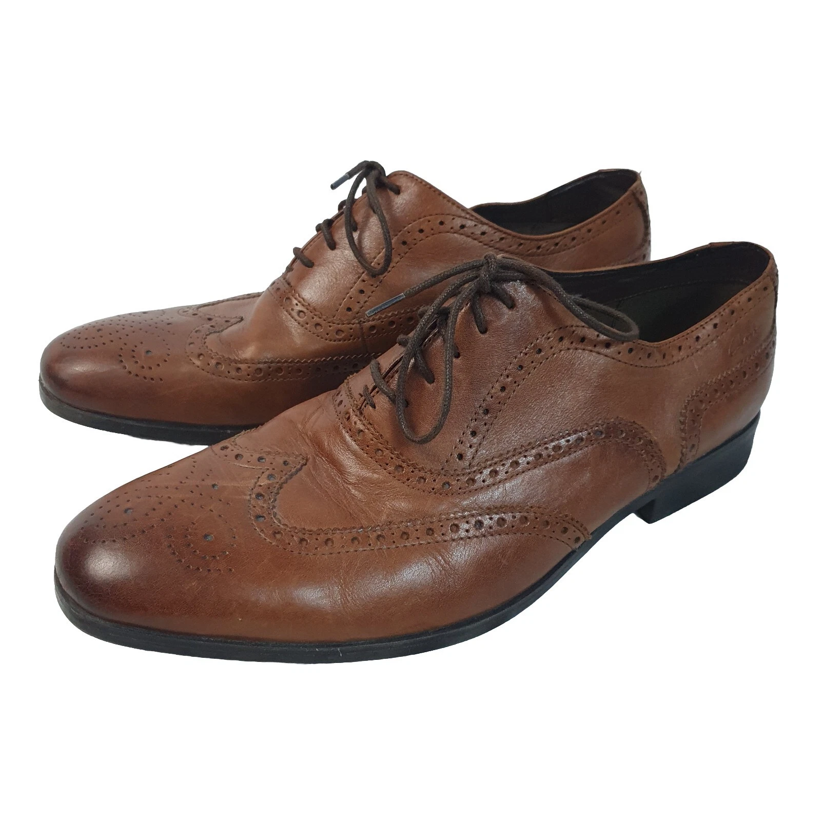 Brogues Oxford Clarks da uomo in pelle marrone con lacci taglia UK 9 5 eleganti matrimonio