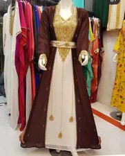 Long Ramzan Farasha Dress Dubai Abaya Hand Work Gown Kaftan SALE Eid Moroccan