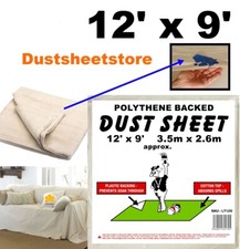 12ft x 9ft Plastic Backed Heavy Duty  Cotton Twill Dust Sheet (Laminated)
