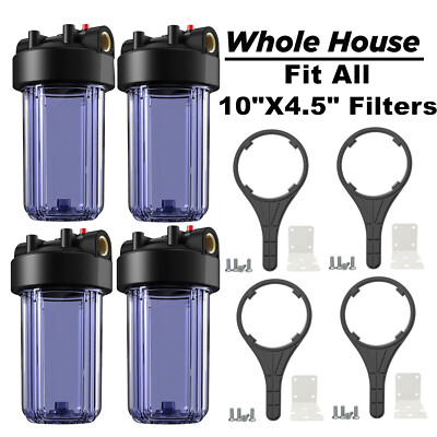 10 Inch Clear Home Whole House Water Filter Housing Filtration System 4.5'' x 10''