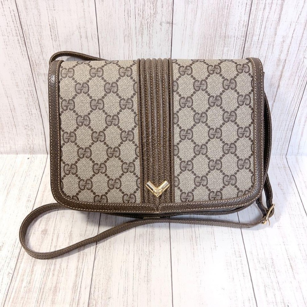 GUCCI GG 30 01 5803 Shoulder Bag Canvas Beige Authentic F11181224