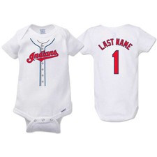 Personalized Cleveland Indians Gerber Baby Onesie&reg; Cotton White Custom Bodysuit