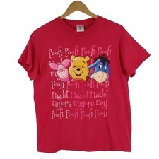 Vintage 90s Disney Pooh Bear Spellout Piglet Baby T Pink T Shirt YOUTH XL 18-20