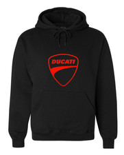FELPA CON CAPPUCCIO E TASCHE COLORE NERO CON STAMPA IN TERMOVINILE LOGO DUCATI