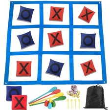 2-in-1 Giant Tic Tac Toe Bean Bag Toss Game 4x4FT Outdoor Family Fun