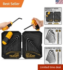 31-Piece Hex Key Set - Allen Wrench Set, SAE and Metric Allen Keys MM(0.7mm-1...