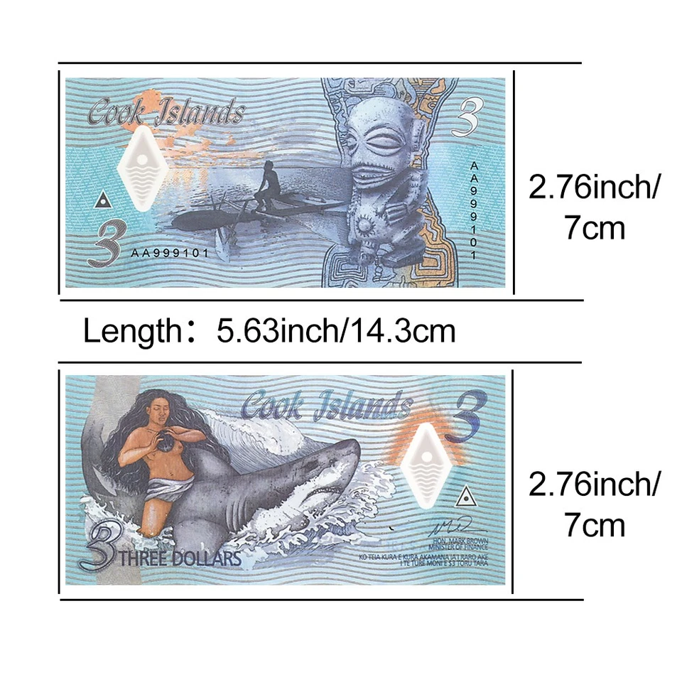 Islas Cook Billetes de 3 Dólares Hoja de 10 Polinesia Billete de Coleccionista UNC Set ¡Nuevo! Foto 3 de 4