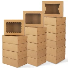 Moretoes 32pcs Cookie Boxes, 8x6x2.5 Bakery Boxes with Window 3 Styles, for C...