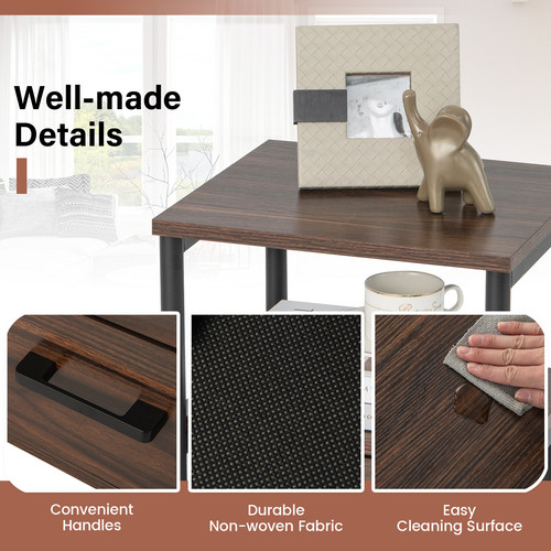 Nightstand Bedside End Table with 2 Fabric Drawers Storage Shelf for living room - Picture 5 of 8