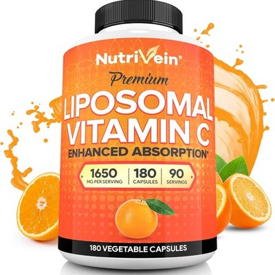 Nutrivein Premium Liposomal Vitamin C Supplement 1650mg - 180 Caps: High-Absorpt